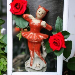 She Devil Ballerina Figurine Vintage Sonsco Made in Japan 1950s Red Cat Suit Lol